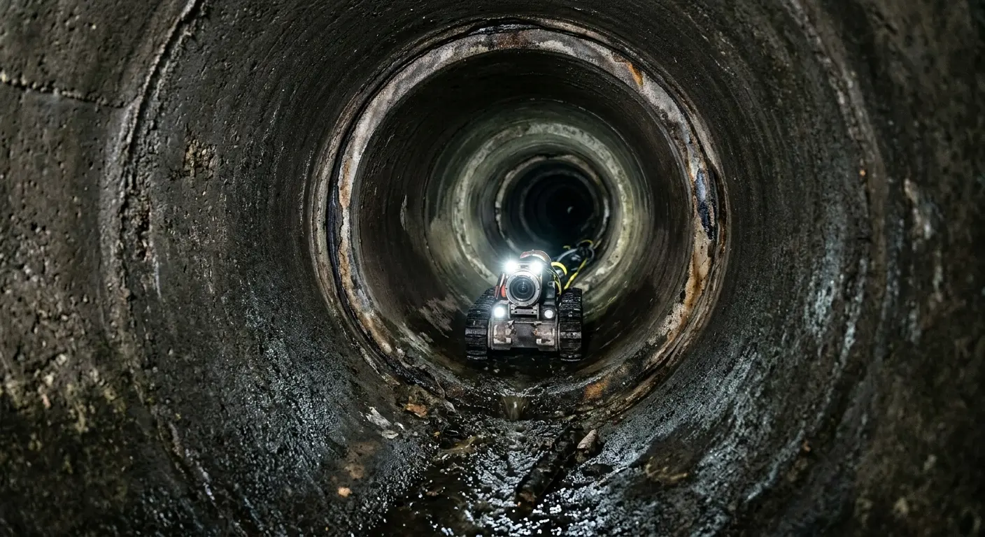 Robotic sewer camera inspecting pipe interior for Drain Snake Service in Peterborough